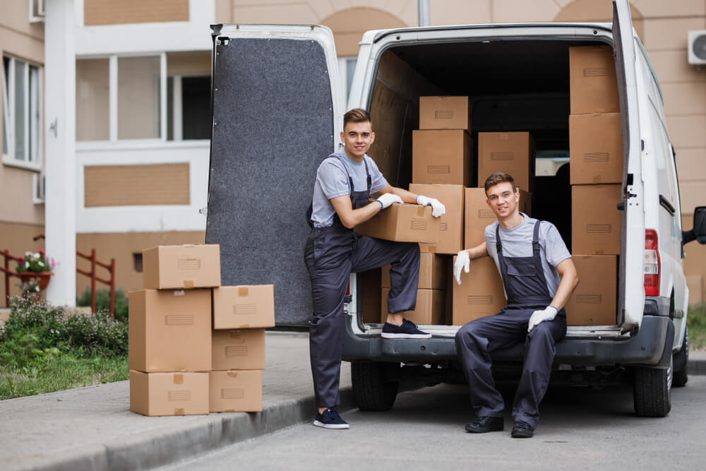 Movers Packing Boxes In A Home